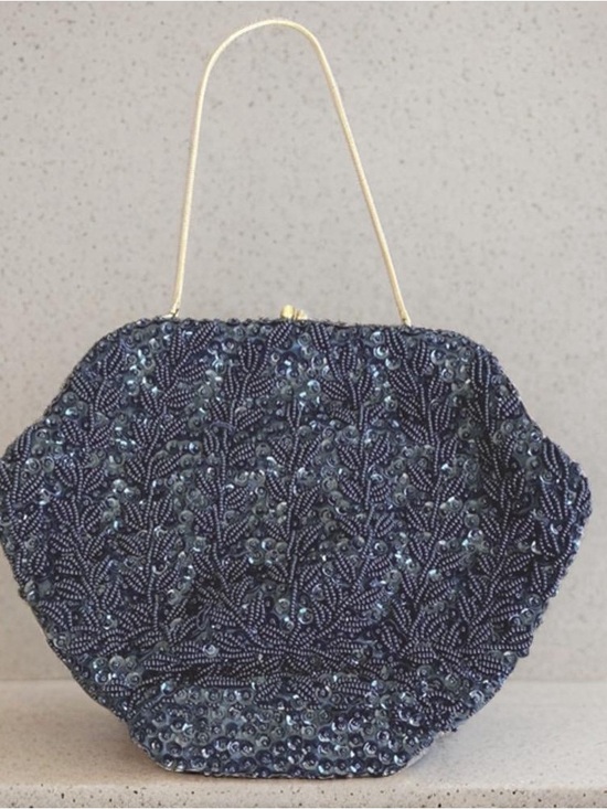 made in Hong Kong Handbags - Elegant Black Beaded Women's Bag